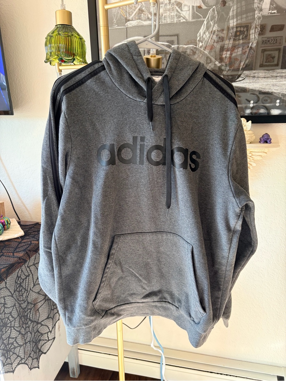 Adidas Women’s Grey Striped Sweatshirt size large